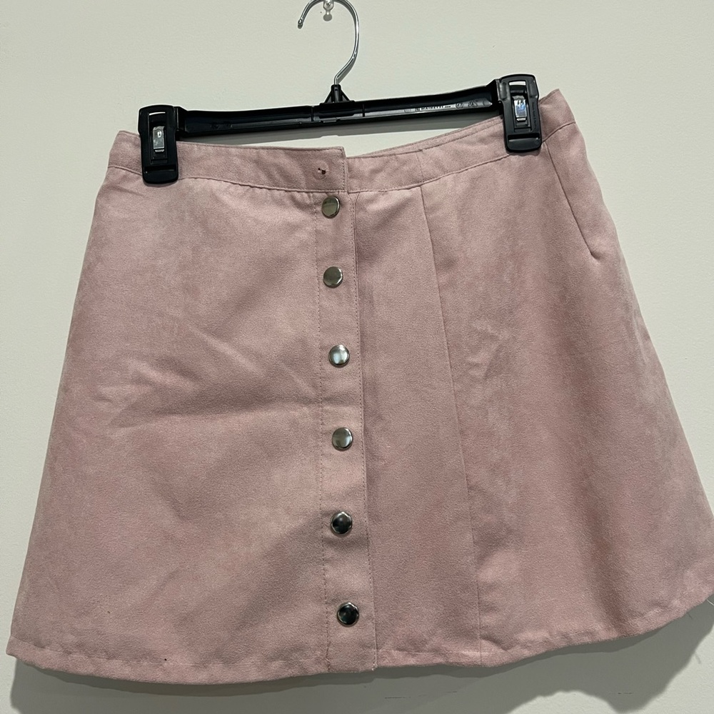 Pink suede wrap skirt